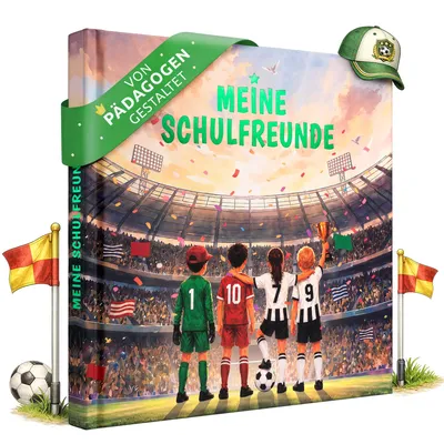 Produktbild von EULENTALER® Freundebuch Schule Jungen Fußball I Goldprägung I von Pädagogen gestaltet I Freundschaftsbuch Grundschule Geschenk für Jungs