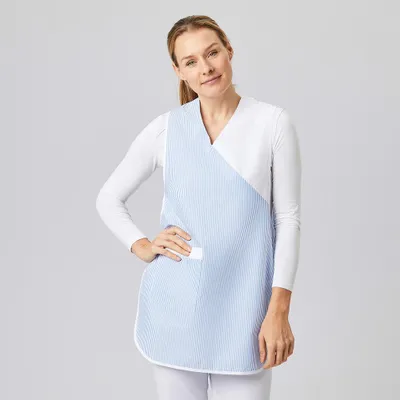 Produktbild von Überwurfschürze, blau gestreift, Gr. I (36-42) : Größe I : blau gestreift : 65% Polyester 35% Baumwolle