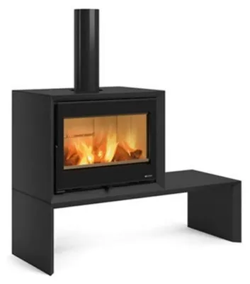 Image de Poêle à bois Dante - 8,8 kW - Rdt: 85,5% - B. 30 cm - Acier noir