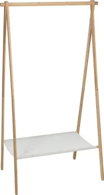 Produktbild von Dřevěný věšák na oblečení s látkovou policí - cca 155 x 86 x 57 cm