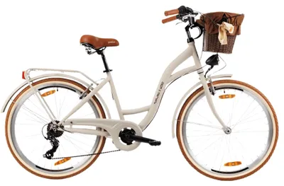 Obrázok produktu pre Goetze Mood 26" mestský bicykel, rám s nízkym nástupom 17", Shimano Tourney 6 rýchlostí, V-Brake, LED osvetlenie, pohodlné sedlo, ratanový košík