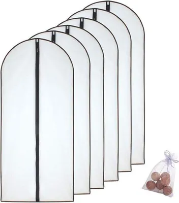 Produktbild von Famanu Kleiderhülle mit Reißverschluss und Zedernballen - Set von 6 - 60 cm x 153 cm - Schwarz