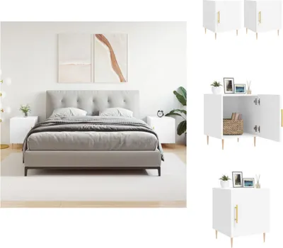 Obrázek produktu pro vidaXL Noční stolky 2 ks. Bílé 40x40x50 cm materiál na bázi dřeva - Noční stolky