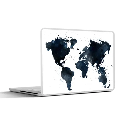 Produktbild von MuchoWow® Laptop Aufkleber Sticker Cover Weltkarte - Abstrakt - Blau 30x21 cm - Sticker für Laptop - Selbstklebend