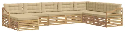 Produktbild von vidaXL Outdoor-Sofagarnitur mit Kissen 8 pcs Weiß und Beige Polyester