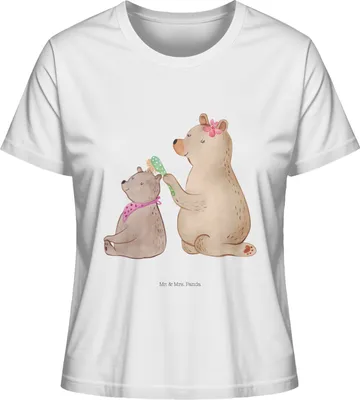 Produktbild von Mr. & Mrs. Panda Oberteil Damen Bär Kind Größe M - Weiß - Geschenk, Bären, Mama, T-Shirt Kurzarm, Sommershirt, shirt, Muttertag, Basic, Familie