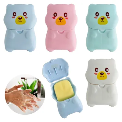 Produktbild von 200 Blätter Mini Seifenblätter Reise Tragbare Seifenflocken Einweg Papier Seife Paper Soap mit Kunststoffbox für Unterwegs Camping Reisen Outdoor Wander