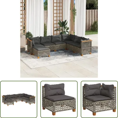 Produktbild von The Living Store 7-tlg. Garten-Sofagarnitur mit Kissen Grau Poly Rattan
