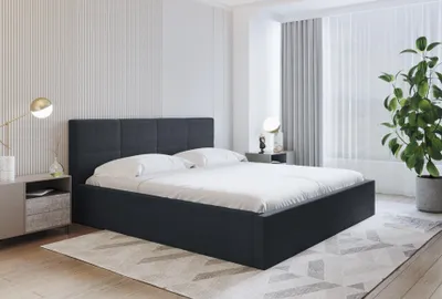 Productafbeelding van AX LIVING Bekleden bed 180 x 200 met lattenbodem, kleur: Monogrijs