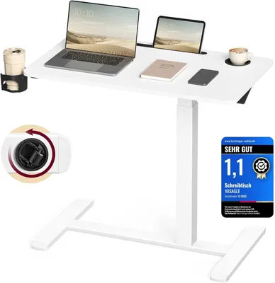 Produktbild von Stehtisch höhenverstellbar mit Rollen 80 x 45 cm weiss