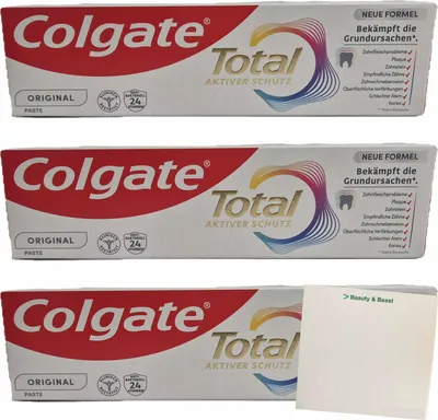 Produktbild von Colgate Total Original Zahncreme 3er Pack (3x75ml Tube) + usy Block