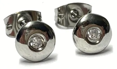 Produktbild von Ohrstecker Edelstahl glatt & Zirkonia Ohrring 6,5 mm Glanz
