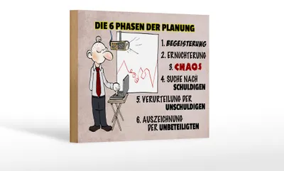 Produktbild von Holzschild Spruch 18x12cm 6 Phasen der Planung