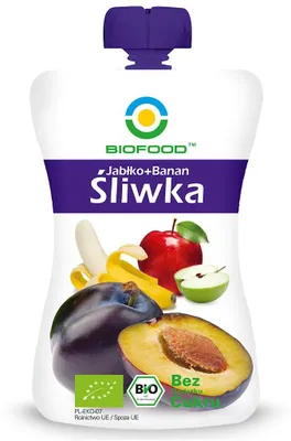 MUS ŚLIWKA - BANAN - JABŁKO BEZGLUTENOWY BIO 90 g - BIOFOOD