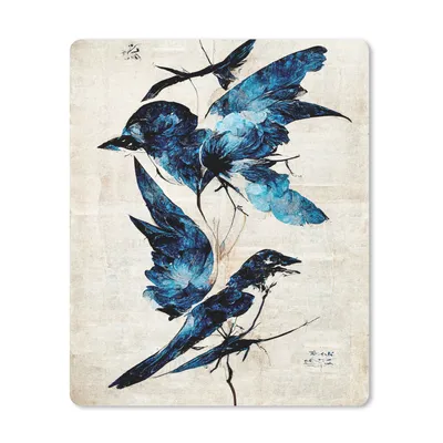 Produktbild von MuchoWow® Mauspad Mousepad Vögel - Tiere - Blau - Vintage 30x40 cm - Mousepads - Maus Mat - Pad - Mausunterlage - Mausmatten