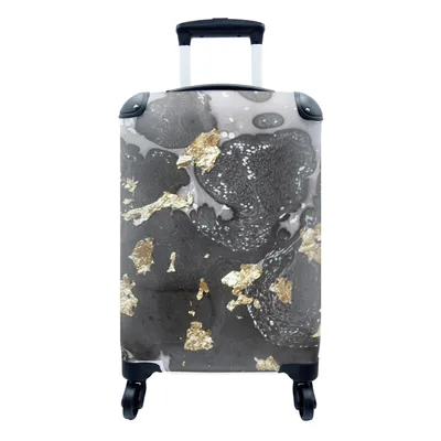 Produktbild von MuchoWow® Koffer Handgepäck Trolley Rollkoffer Kleine Reisekoffer mit 4 Rollen - Marmor - Gold - Schwarz - Cabin Size < 55x40x23 cm & 55x40x20 cm - Fotokoffer - Kabinenkoffer - Boardgepäck - Reise-Box - Reisekoffer - Reisegepäck - Koffer mit Bild - Trolley für Kinder