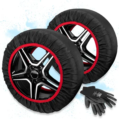 Produktbild von Heyner® Schneeketten I 14"-20" Textilschneeketten inkl. Handschuhe 205 55 R16, 225 55 R17, 215 55 R17-2er Set für Antriebsräder Anfahrhilfe Stoffketten Snowsocks aus Stoff 2 Stück