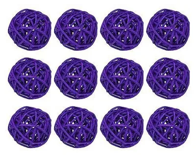 Immagine prodotto di Sfere decorative in rattan, colore viola scuro, diametro 3 cm, confezione da 12 pezzi