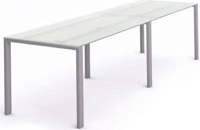 Produktbild von Mehrfacharbeitstisch Total BxTxH 320x80x73cm Gestell grau Platte Glas satiniert.