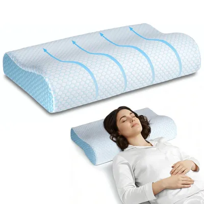 Produktbild von Orthopädisches Nackenkissen, Ergonomisches Kissen aus Memory-Schaum, Nackenstützkisse, Kopfkissen, Nackenstütze zur Schmerzlinderung