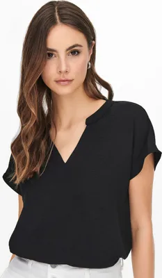 Produktbild von Einfarbige Kurzarm Bluse Basic V-Ausschnitt Shirt Oberteil JDYLION | 38