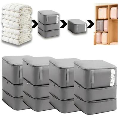 Produktbild von Solidchoice – Set mit 4 Aufbewahrungsbeuteln – Kompressions-Packwürfel für Bettwäsche und Kleidung