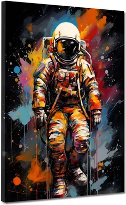 Produktbild von Pop Art Astronaut Splash Leinwandbild Wandbild Kunstdruck XL Wanddeko: 105x140x4cm