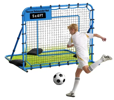 Obrázok produktu pre VEVOR Futbalový odrazový panel 147 x 117 cm, odrazová sieť s nastaviteľným uhlom a pevným železným rámom, tréningová sieť z PE na kontrolu lopty a nácvik prihrávok, tréningový nástroj na loptu pre mládež a dospelých