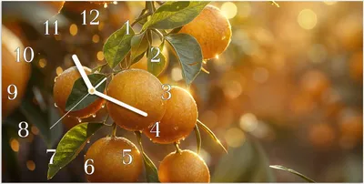 Produktbild von Wanduhr aus Glas mit Motiv Sonnengeflutete Orangen- 60 x 30 cm - inkl. Aufhängesystem