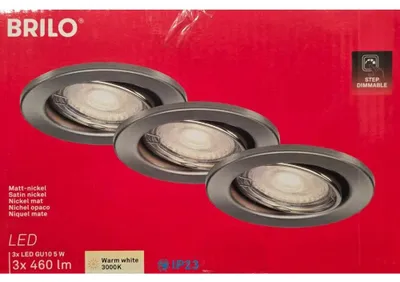Produktbild von Briloner LED Einbaustrahler 3er Set Nickel Matt GU10 5,5W 460lm 3000K 3-Stufen Dimmbar