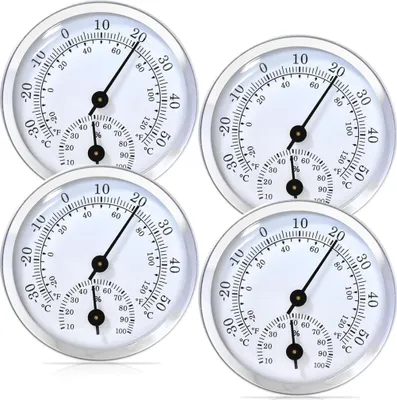 Produktbild von 4 Stück Thermometer Hygrometer,Präzisions Thermo-Hygrometer, 58mm Zimmerthermometer,für Haushalt,Innenbereich,Seniorenzimmer,Babyzimmer usw