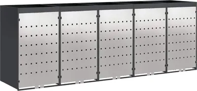Produktbild von vidaXL Wagenmüllbehälter für 5 Behälter 340 x 77,5 x 121,5 cm Stahl
