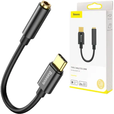 Produktbild von Baseus L54 adapter słuchawkowy USB-C do 3,5 mm jack audio DAC 24-bit 48 KHz czarny (CATL54-01)