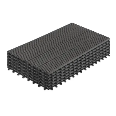 Obrázek produktu pro LARS360 6 kusů WPC dlaždic, 1m2 30x60cm terasové dlaždice balkonové dlaždice klikněte na dlaždice terasové paluby balkon zahrada antracitová