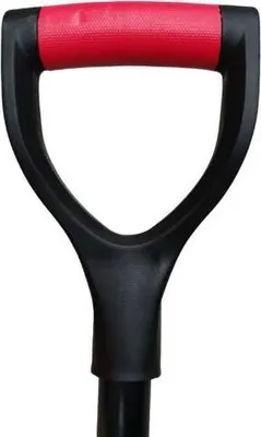 Close-up of the handle of a shovel.