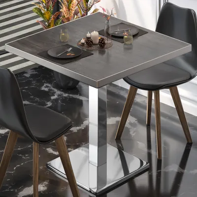 Produktbild von BM | Bistrotisch | B:T:H 50 x 50 x 75 cm | Wenge / Edelstahl | Quadratisch | Bistro Tisch Esstisch