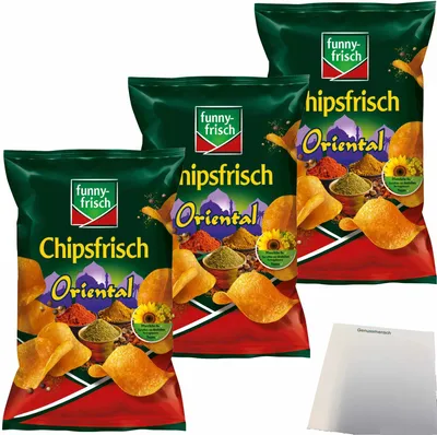 Produktbild von funny-frisch Chipsfrisch Oriental 3er Pack (3x150g Packung) + usy Block