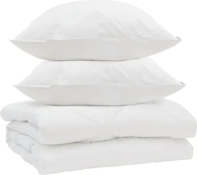 Produktbild von vidaXL Bettdecke mit Kissen 3 pcs Weiß Mikrofaser