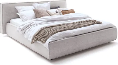 Produktbild von KAWOLA Bett CARLO Polsterbett Stoff hellgrau 200x200cm