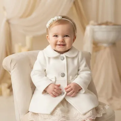 Produktbild von Baby Mädchen Mantel Taufe Gr. 74 80 Taufmantel Taufjacke zum Taufkleid 9-12 Monate