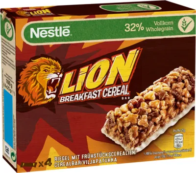 Produktbild von Nestlé Lion Breakfast Cereal Bar knusprige Getreideriegel 4 x 25g 100g