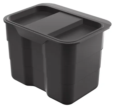 Image de Conteneur à déchets organiques de 4,2 litres, en plastique gris foncé avec couvercle, pour la cuisine