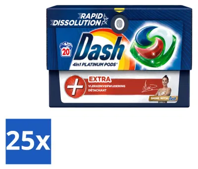 Produktbild von 25 x Dash 4-in-1 Platinum Pods - Extra Fleckentfernung - Vorteilspackung - 25 Stücke