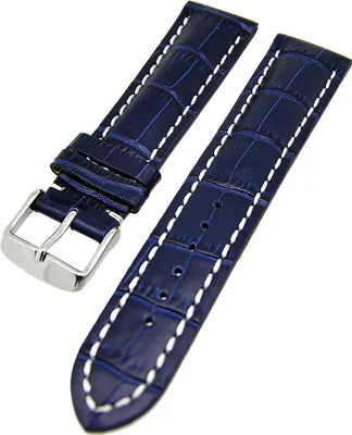 Produktbild von Uhrenarmband Kalblederband Aligator-Optik dick gepolstert Navy 22mm