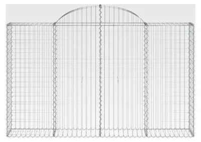 Produktbild von Gabione 200x30x120/140 cm Gabionenkorb Gabionenwand Oberbogen Gabionen Zaun Eisen Steinkorb Wand Steingabionen Drahtkorb Dekorative Zäune Gartendeko