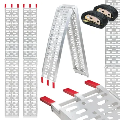 Produktbild von TRUTZHOLM 2 x Auffahrrampe klappbar 228 cm Traglast 680 kg Alu gelocht Rampen Motorradrampen grau