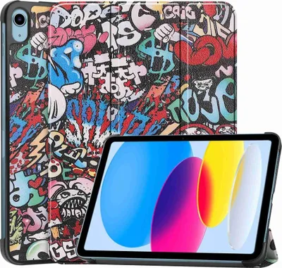 Produktbild von iPad (2025) / iPad 10.9 (2022) Hülle - Tri-Fold Ständer Klapphülle mit Schlaf/Wach-Funktion - Graffiti