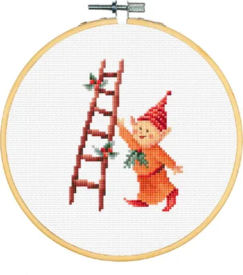 Produktbild von Dutch Stitch Brothers Kreuzstich Stickpackung mit Stickrahmen "Weihnachten B", Zählmuster, Diam. 15 cm
