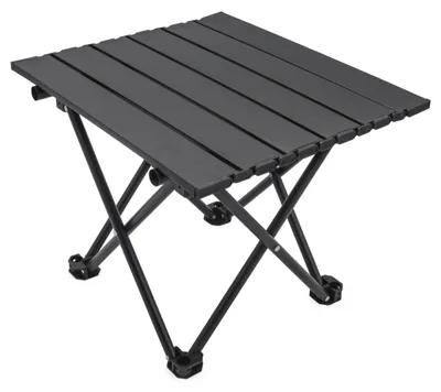 Produktbild von Camping Klapptisch schwarz mit Tragetasche - 40 x 35 cm - Universal Gartentisch mit einrollbarer Tischplatte