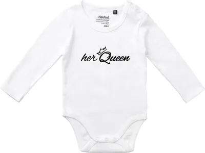 Produktbild von Huuraa Baby Body her Queen Krone 68 White  Baumwolle Fairtrade Langarmbody Geschenkidee